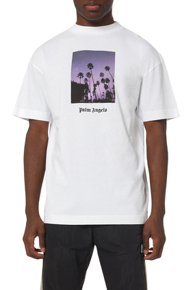 Palm Print Cotton T-Shirt